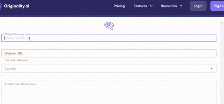 Input Website or Company Name