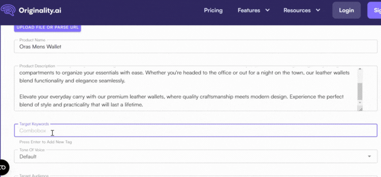 Product Based Keywords
