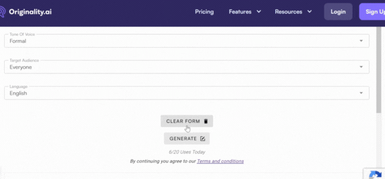 Click Clear Form to Make Corrections
