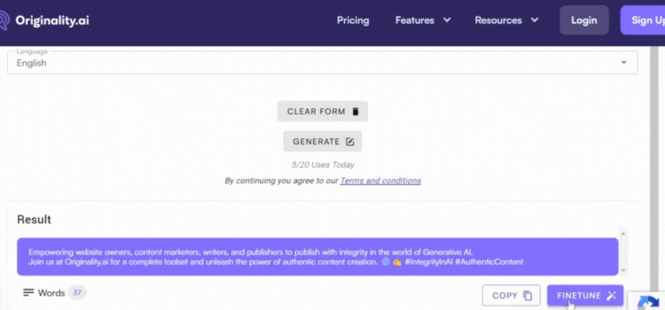 Click Fine Tune for Refinement