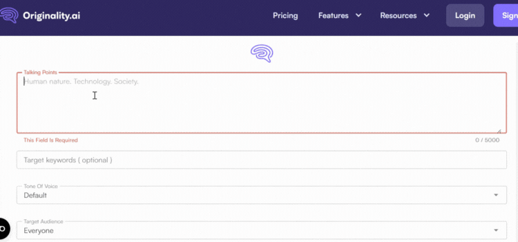 Input Your Talking Points