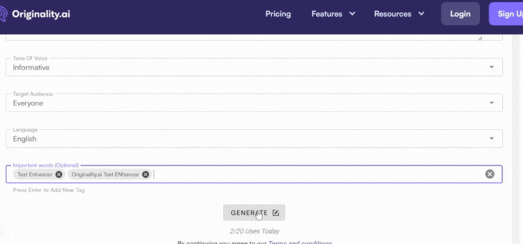 Click Generate Button