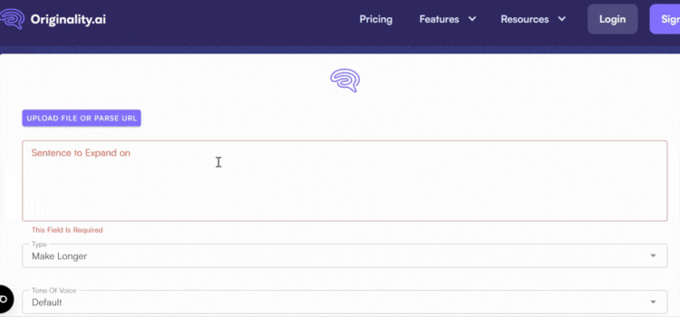 Input the Sentence to Expand