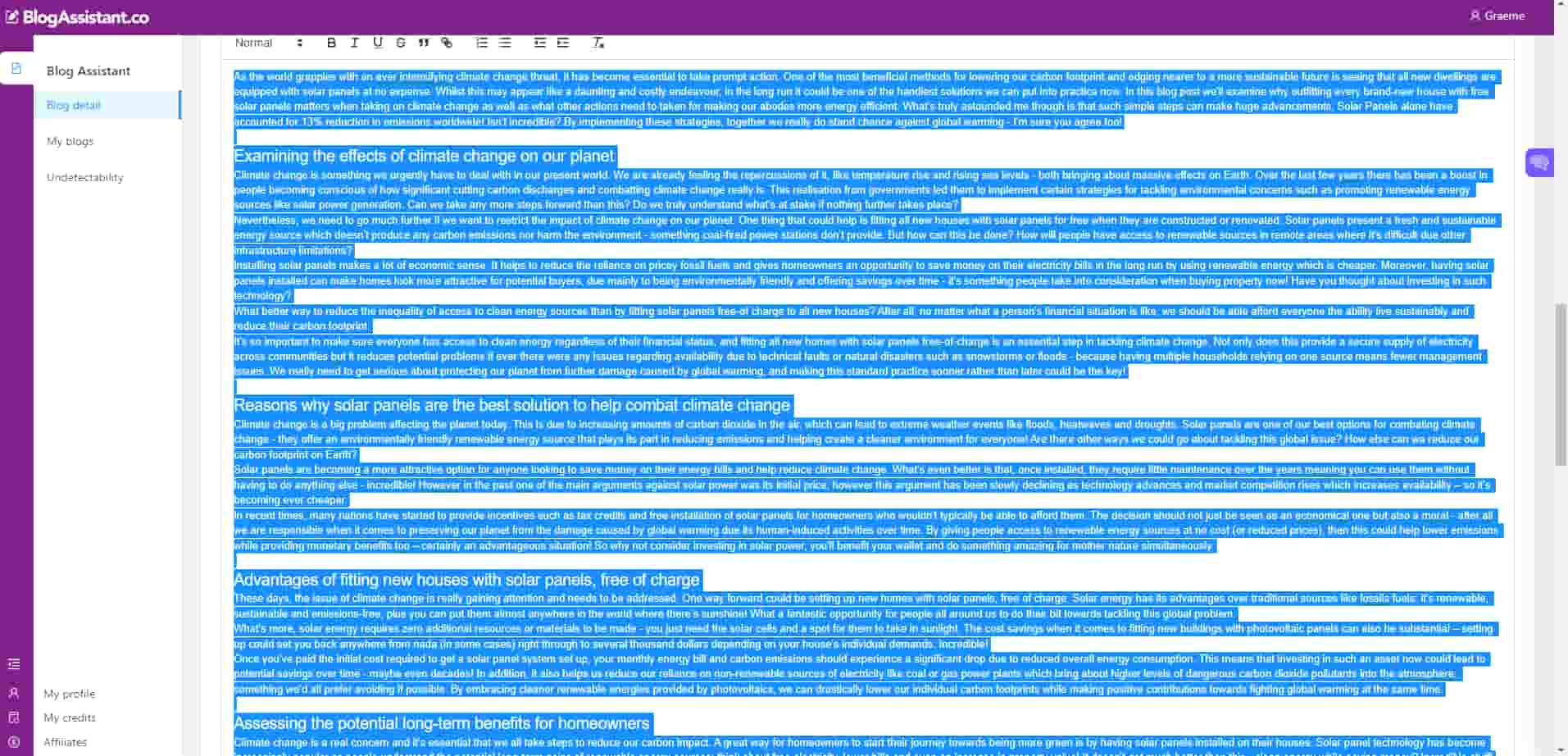 blogassistant content scan