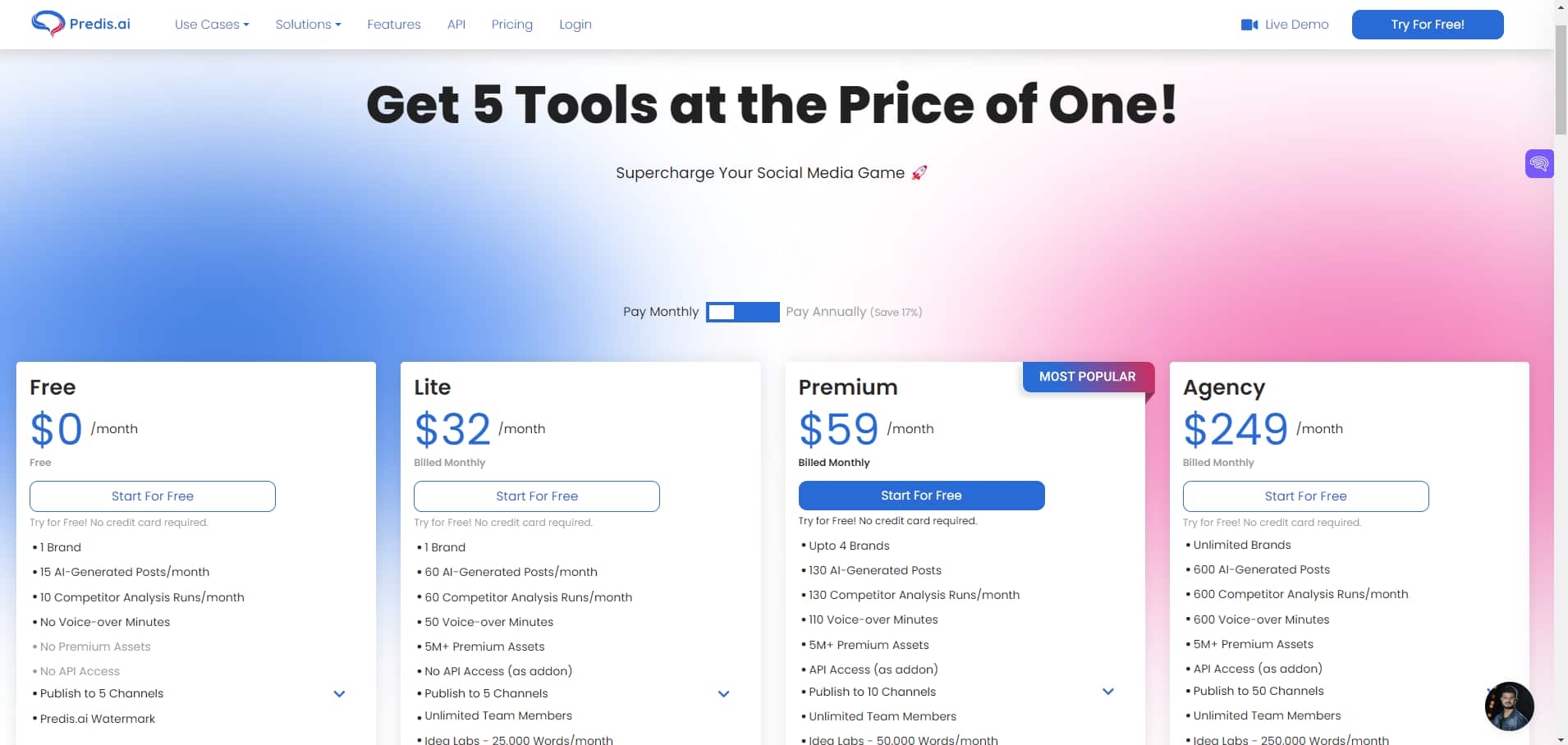 Predis Ai Pricing Plans